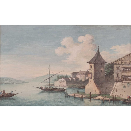 1 - Attributed to Gaetano Magni (18th Century) Set of four Swiss landscapes, including Morges and Lake G... 