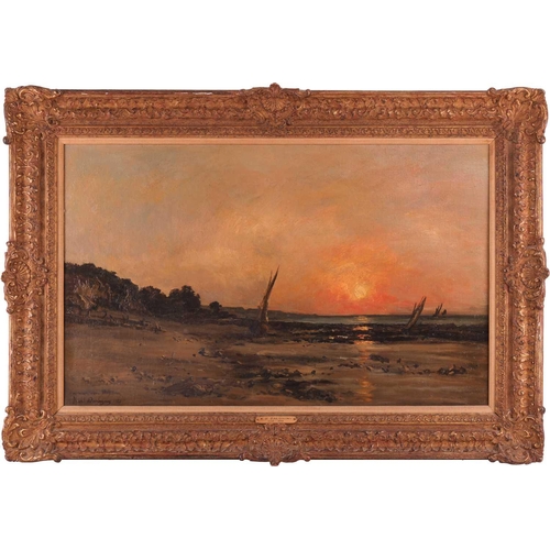 35 - Karl Pierre Daubigny (French 1846-1886) Le coucher du soleil signed, dated and indistinctly dedicate... 