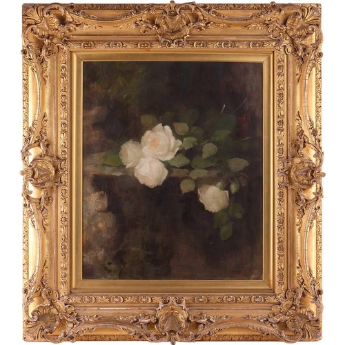 39 - Louise Ellen Perman (Scottish 1854-1921) Roses on a stone shelf signed 'L.E.Perman' (lower right) oi... 