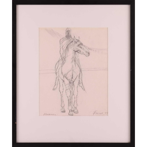 46 - † Dame Elizabeth Frink R.A. (British 1930-1993) 'Horseman' signed and dated 'Frink 77' (lower right)... 