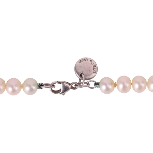 37 - Tiffany & Co. - a cultured pearl necklace, comprising a row of potato-shaped cultured pearls of 6.0 ... 