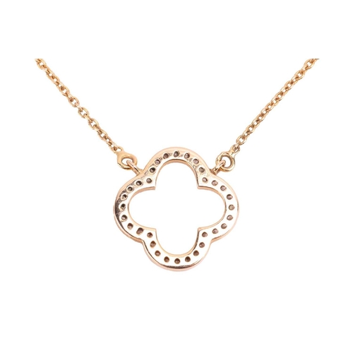 97 - A diamond-set floral necklace, round brilliant-cut diamonds set on an openwork quatrefoil mount, att... 