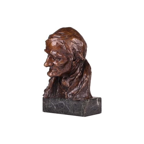 101 - Hans Muller (Austrian,1873-1937); a cast and patinated bronze bust of Voltaire (François-Marie Aroue... 