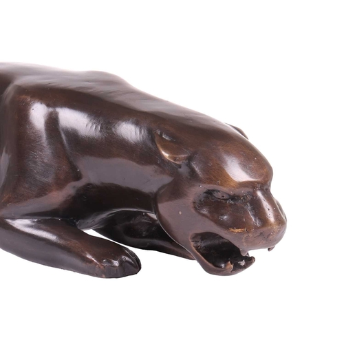 105 - A large Art Deco style bronze figure of a prowling panther, contemporary, 13 cm high x 66 cm x 12 cm... 