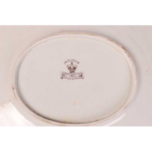 127 - A graduated set of 19th century Masons Ironstone meat plates in sizes, together with two tureens