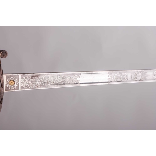 161 - A Victorian 1827 type Rifles Officer's sword and scabbard by Silver & Co of London, 83 cm length of ... 