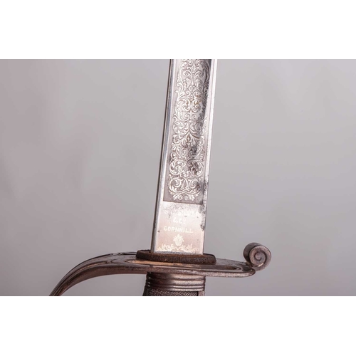 161 - A Victorian 1827 type Rifles Officer's sword and scabbard by Silver & Co of London, 83 cm length of ... 