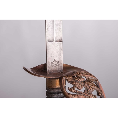 164 - A Prussian infantry 1889-type sword and scabbard, 84 cm length of blade, together with one other Pru... 