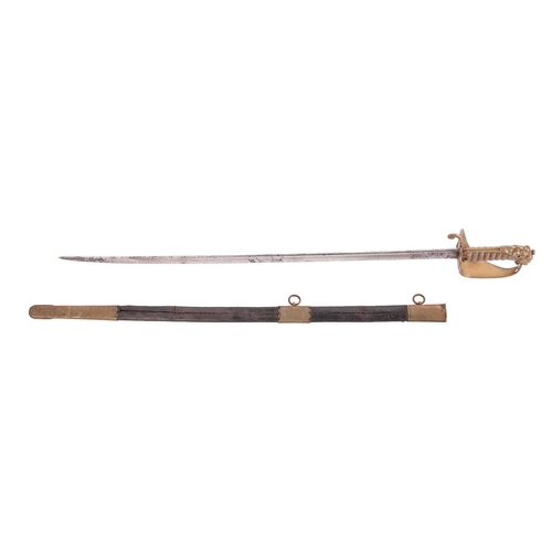 172 - A Victorian 1822 type officers sword and scabbard by Samuel Brothers of London, 84 cm length of blad... 