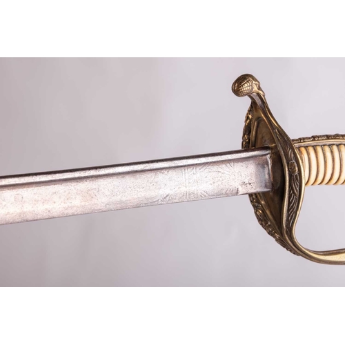 177 - A 19th-century Dutch naval officer's sword with pierced hilt and ivory grip, (no scabbard), 69 cm le... 