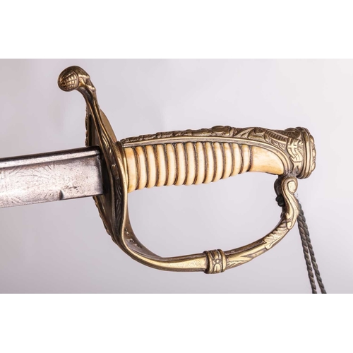 177 - A 19th-century Dutch naval officer's sword with pierced hilt and ivory grip, (no scabbard), 69 cm le... 