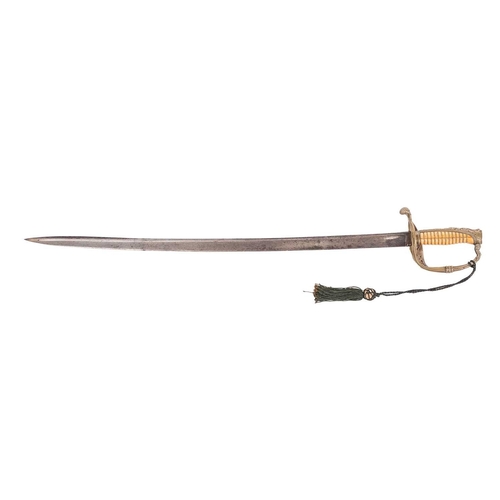 177 - A 19th-century Dutch naval officer's sword with pierced hilt and ivory grip, (no scabbard), 69 cm le... 