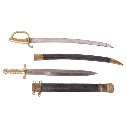 181 - A French Louis Philipe 'Gladius' short sword and scabbard, 69 cm overall length, together with a Fre... 