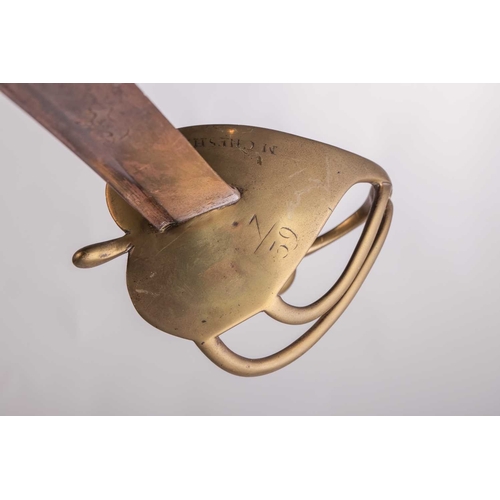 182 - A George III, 1751 type hanger (no scabbard), the blade bearing a running dog for Samuel Harvey, the... 