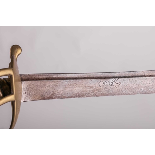 182 - A George III, 1751 type hanger (no scabbard), the blade bearing a running dog for Samuel Harvey, the... 