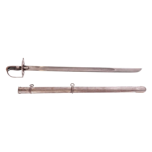 184 - A 1796-type heavy trooper's sword and scabbard, (copy?), the scabbard is marked Osborn & Co, Birming... 