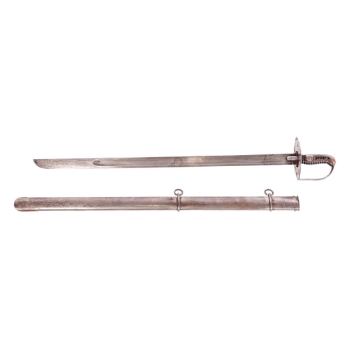 184 - A 1796-type heavy trooper's sword and scabbard, (copy?), the scabbard is marked Osborn & Co, Birming... 