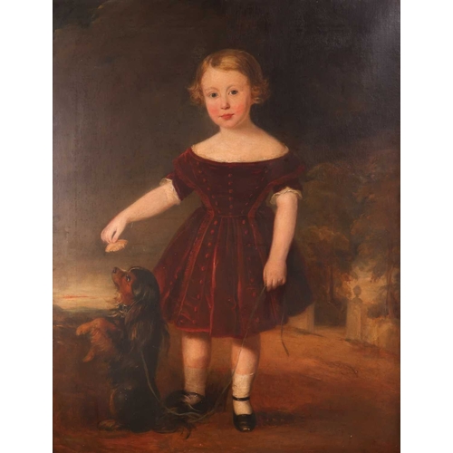 2 - George Hughes (1813 - 1858) Portrait of a girl with a dog signed and dated 'G. Hughes 184?' oil on c... 