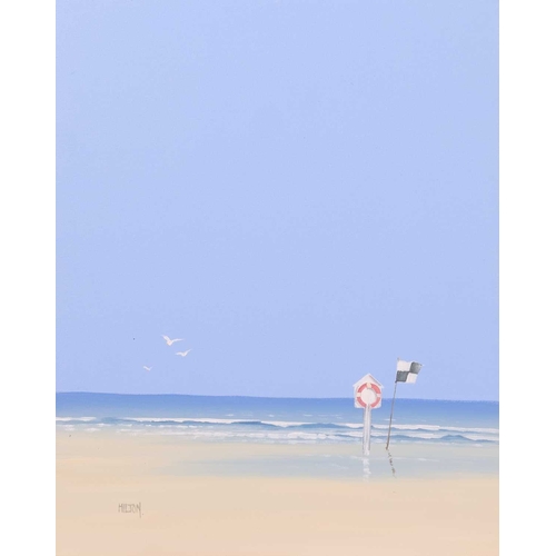 22 - † John Horsewell (b.1952) Parasol and lounger on a beach signed 'John Horsewell' (lower right) oil o... 