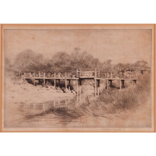 32 - Mortimer Menpes (Australian/British 1855 - 1938) 'Old Bridge, Mandalay' signed in pencil (lower righ... 