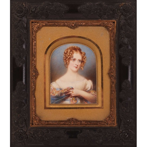 5 - Two 19th-century miniature portraits on ivory, the first Circle of Thomas Hargreaves (1775-1846), de... 