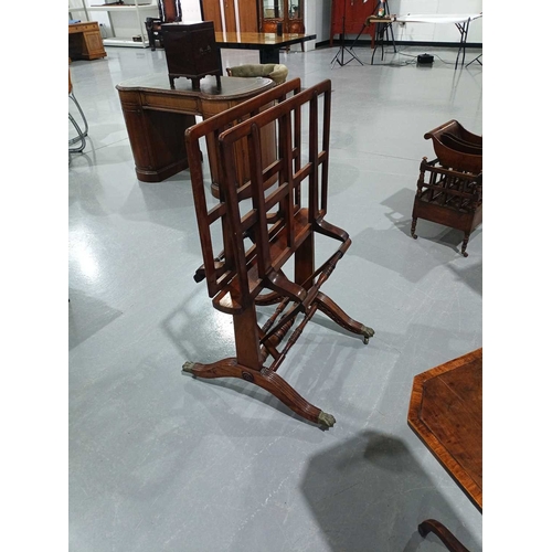 55 - A small George IV mahogany folding artist's folio stand with a pair of hinged lath panels on trestle... 