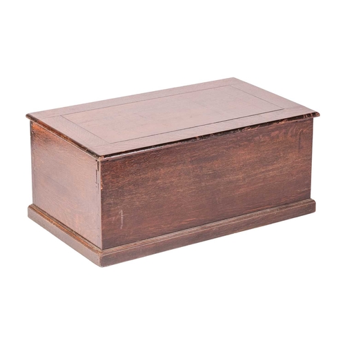 63 - Of military interest; an Edwardian oak military footlocker / barrack box purportedly from Chelsea Ba... 