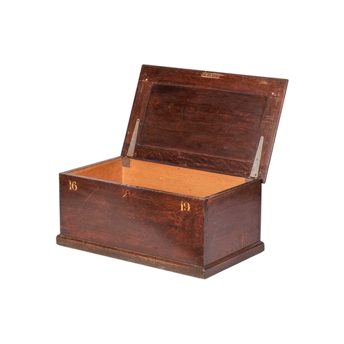 63 - Of military interest; an Edwardian oak military footlocker / barrack box purportedly from Chelsea Ba... 