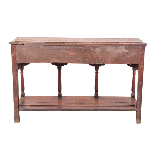 68 - A George III oak Provincial (Swansea Valley?) pot board dresser and rack, the base fitted with three... 