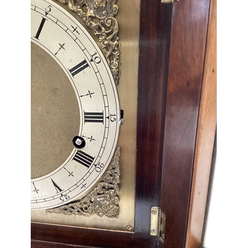 73 - A mid-century bracket clock with a commemorative plaque, measures 41 cm tall.