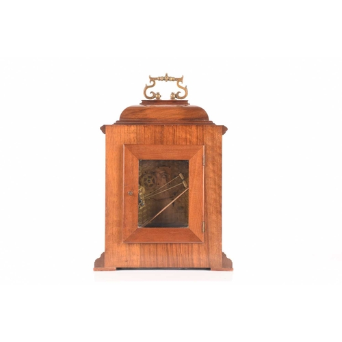 73 - A mid-century bracket clock with a commemorative plaque, measures 41 cm tall.