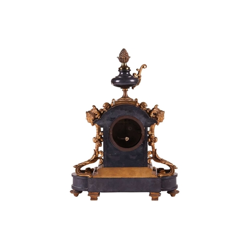 75 - A Maple & Co Belgian black marble and ormolu 8-day architectural mantle clock, late 19th century, wi... 