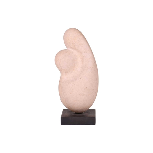 84 - † Jackie King-Cline (b.1939), Mother and Child, a carved stone figure, signed 'Jackie', on a square ... 