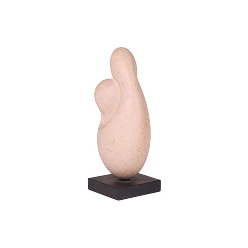 84 - † Jackie King-Cline (b.1939), Mother and Child, a carved stone figure, signed 'Jackie', on a square ... 