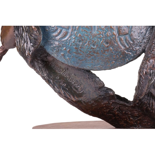 85 - Kevin McCarthy (American, b1955); Sioux Warrior’, a cast patinated and cold-painted bronze sculpture... 