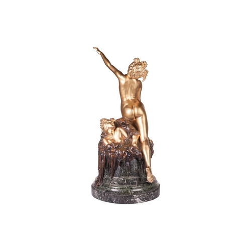 86 - Louis Chalon (French,1866-1940); a large, French Art Nouveau/Deco cast, gilt and patinated and patin... 