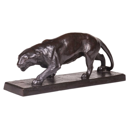 87 - Albert Wille (1884-1961) German, Prowling Panther, an Art Deco style bronze with black patination, s... 