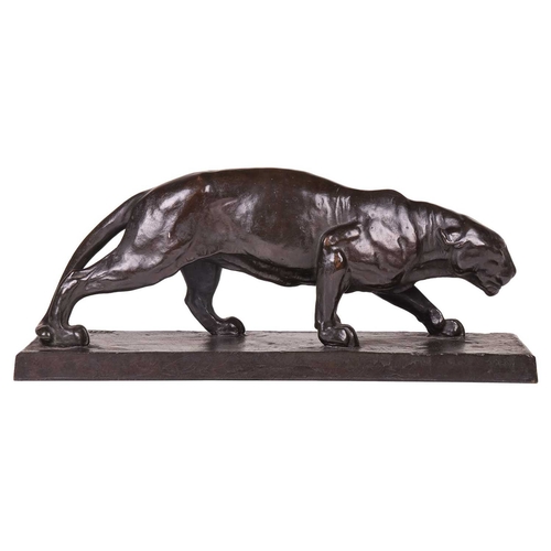 87 - Albert Wille (1884-1961) German, Prowling Panther, an Art Deco style bronze with black patination, s... 