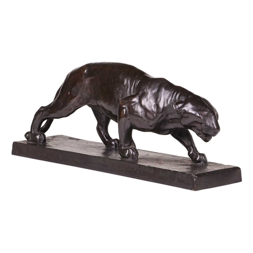 87 - Albert Wille (1884-1961) German, Prowling Panther, an Art Deco style bronze with black patination, s... 