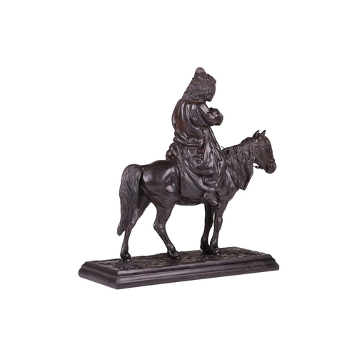 92 - Artemy Ober (1843-1917) Russian, a cast and patinated iron figure of a mounted Kyrgyz smoking a pipe... 