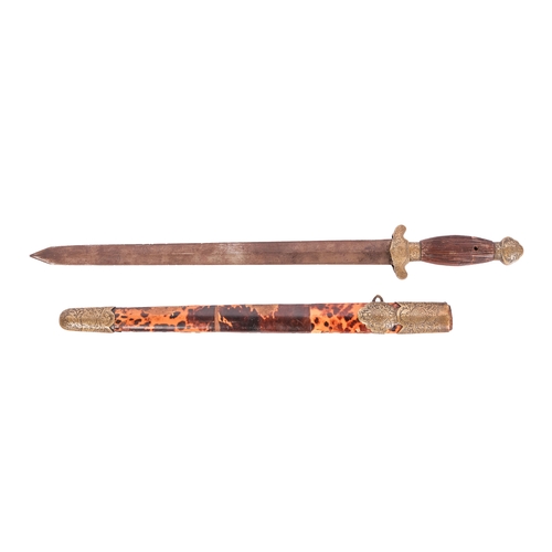 176A - A Japanese type 95 Shin-Gunto sword and scabbard, fitted a cast one-piece tsuba, pigskin covered sca... 