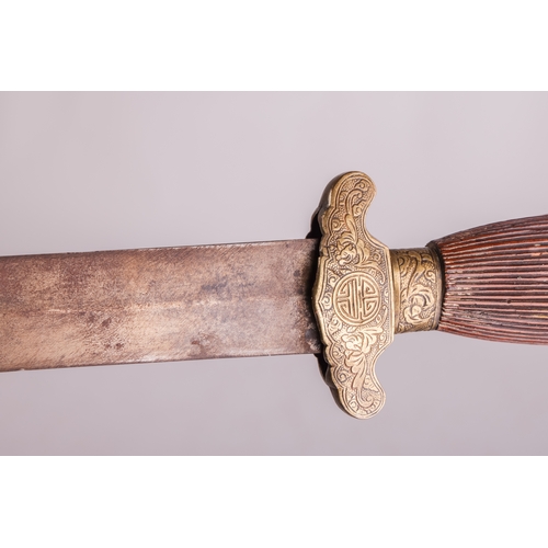 176A - A Japanese type 95 Shin-Gunto sword and scabbard, fitted a cast one-piece tsuba, pigskin covered sca... 