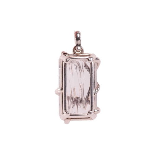 5 - A David Yurman 'Cable Wrap' pendant, consisting of a large octagonal rock crystal with a textured pa... 