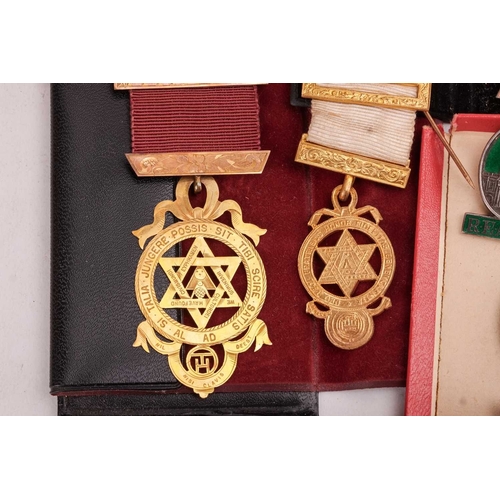 A 9ct gold Masonic Chapter breast jewel, with red ribbon, George ...