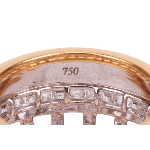 119 - A 'Hanging Gardens of Babylon' modern pale-blue enamel and diamond ring, assumed by Caratiff, in the... 