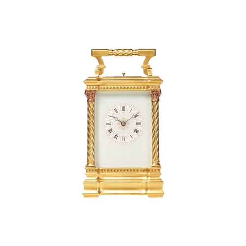 103 - Charles Vousin, an Anglaise Riche cased, 8-day hour repeater carriage clock, the gilt-brass case wit... 