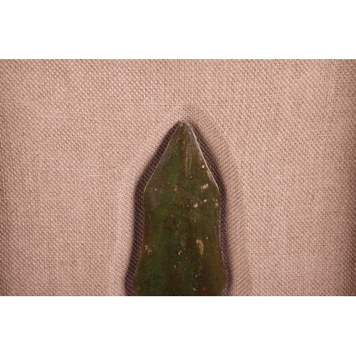 124 - Dong Son Culture: a patinated bronze flame-shaped spear head, (800-BCE-200 CE), of good, rich 'Jade'... 