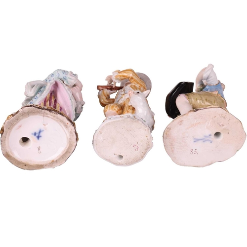 165 - A Meissen porcelain figure group of two cherubs playing with a goat, numbered 2454, painted in polyc... 