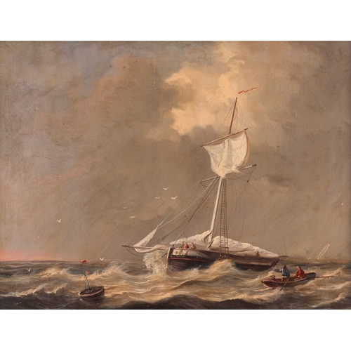27 - British School (19th Century) The Fallen Sail oil on canvas 36 x 46 cm, framed 45 x 55 cm
