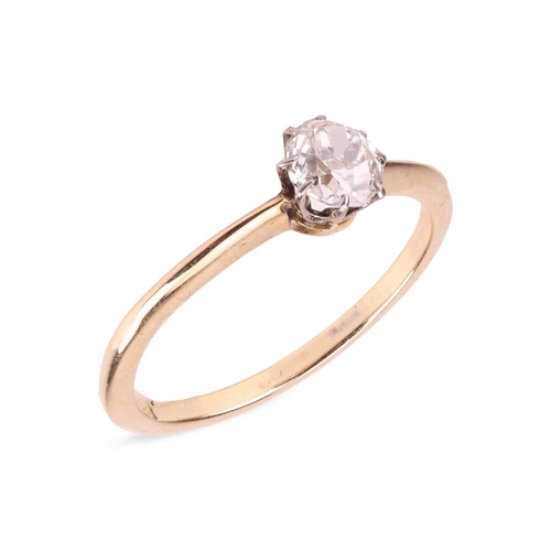 13 - A diamond solitaire ring, featuring a central claw-set old-cut diamond of estimated 0.48ct, to a tap... 